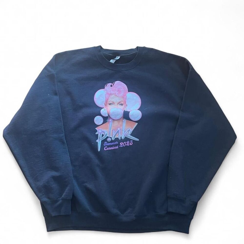 Pink Unisex 2023 Summer Carnival Black Crewneck Sweatshirt Concert Merch SZ XXL